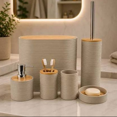 Set De Salle De Bain 8 Pièces En Bambou