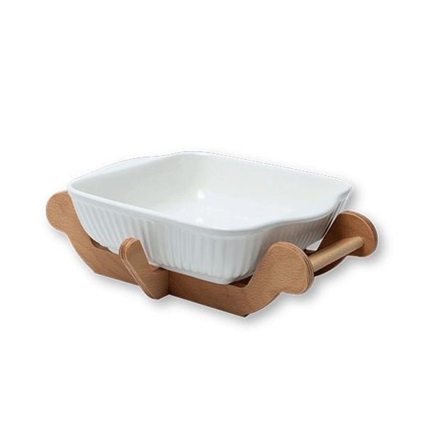 PLAT À FOUR AVEC SUPPORT BOIS