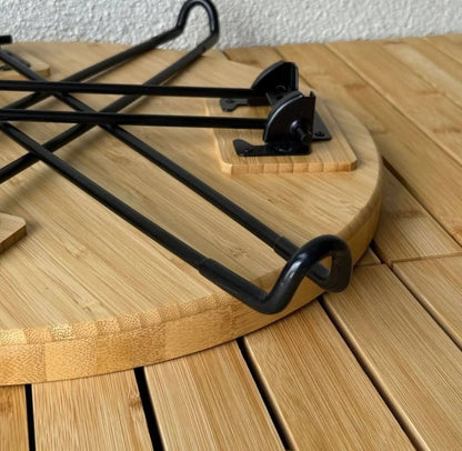 Table Basse Ronde Pliante en Bois I Pieds Métal